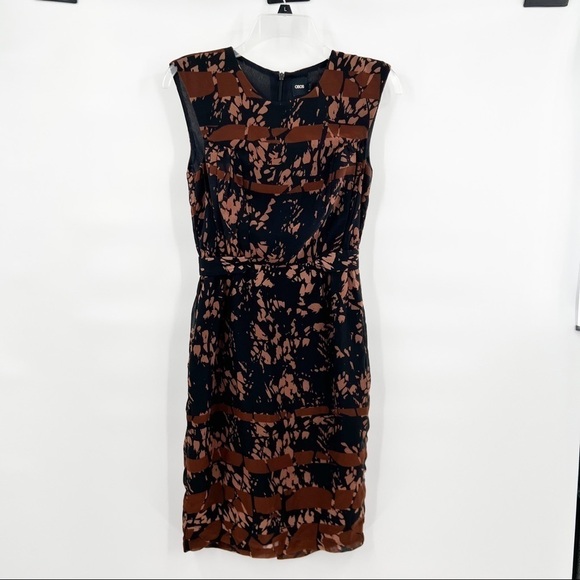 ASOS brown dress abstract print black lines size 4 - Picture 1 of 5